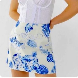 BDG tropical angel print denim skirt .